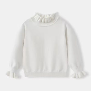Pull-over en tricot à col montant pour tout-petits, motif plissé uni, en coton, pour filles, collection hiver, vente en gros - Product Image 3