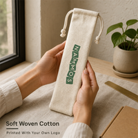 Sac à cordon personnalisé en coton écologique à chevrons, pochette en coton biologique pour bijoux, emballage cadeau avec logo pour marque de luxe, pour stylos et accessoires.