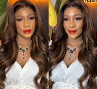 Perruques en cheveux humains HD 13x4 bruns, Perruques Lace Frontal en cheveux bruts, Perruques en cheveux humains couleur marron méché blond
