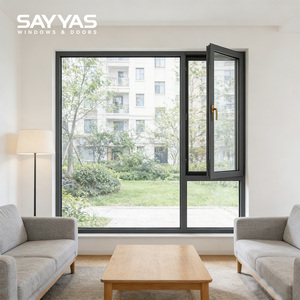 Fenêtre moderne en acier inoxydable avec cadre en aluminium fixe et <span class=keywords><strong>verre</strong></span> trempé de sécurité pour l'extérieur des villas et des hôtels SAYYAS GR75-IW - Product Image 1