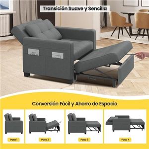 Sofá <span class=keywords><strong>Cama</strong></span> Modular Moderno 3 en 1 Yaheetech, Sillón Individual Cuadrado Gris con <span class=keywords><strong>Respaldo</strong></span> Ajustable en 3 Ángulos, Relajación para 4 Personas, Sala <span class=keywords><strong>de</strong></span> Estar - Product Image 6