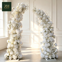 Arche de fleurs artificielles en soie avec Hortensia blanc, Rose et Delphinium pour usage commercial