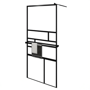 Mampara de ducha negra con estante, 39.4x76.8 pulgadas, diseño rectangular minimalista para cuarto de ducha - Product Image 1