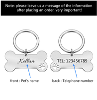 Pendentif anti-perte personnalisé pour animaux de compagnie, étiquette d'identification, breloque en acier inoxydable, os de chien vierge, porte-clés pour chat, chiot, accessoires pour animaux de compagnie