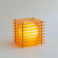 Décoration pour chambre à coucher, bureau, maison, style Ins, lumière d'ambiance LED douce et chaude pour chevet, lampe de table géométrique en acrylique transparent