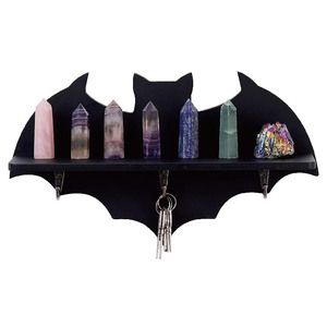 Spooky Home Decor Étagère flottante avec cercueil de chauve-souris Crystal Wood Laque Supports de rangement et supports - Product Image 1