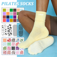 Chaussettes de sport personnalisées en coton tricoté antidérapantes avec logo, pour yoga, pilates, respirantes, avec revers, pour femmes, marque de luxe, chaussettes personnalisées