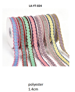 Assortiment de rubans à carreaux en polyester pour emballage de boîtes cadeaux, vente en gros d'usine, 100 yards par rouleau - Product Image 1