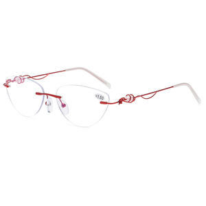 Gafas <span class=keywords><strong>de</strong></span> lectura bifocales dioptrías <span class=keywords><strong>de</strong></span> visión cercana/lejana ajustables (1,0-4,0) Anti azul claro rosa/rojo marco transparente lente para mujer - Product Image 5
