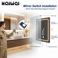 Interrupteur à capteur gestuel à balayage de la main DC12V 12W, grand angle de 180 degrés pour éclairage LED de miroir de salle de bain