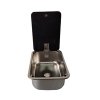Évier de cuisine en acier inoxydable 304 pour camping-car, avec couvercle en verre, évier de cuisine en acier inoxydable pour camping-car, fourgon
