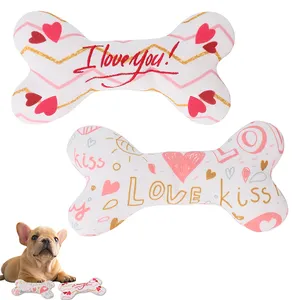 Produsen D KING Mainan Tulang Hewan Peliharaan Hari Valentine Mainan Boneka Interaktif Tahan Lama Kunyah Mainan Anjing Melengking
