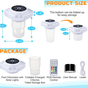 Dispensador flotante solar para piscina, dispensador flotante de tabletas de bromo con luz colorida para bañera de hidromasaje - Product Image 4