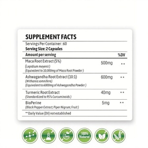Cápsulas de Raíz de Maca con Suplemento Herbal OEM, Apoyo Inmunológico, Alivio del Estrés, Cápsulas de Ashwagandha y Maca - Product Image 5