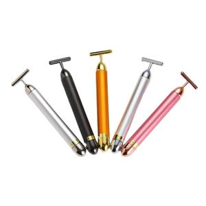 Barra de belleza energética en forma de T de oro de 24K, masajeador de ojos vibrador práctico para uso doméstico, masajeador Facial, cuidado de la piel, masaje de estiramiento facial - Product Image 2