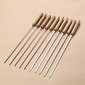 Mydays thực phẩm ngoài trời cấp tái sử dụng phẳng vòng thép không gỉ BBQ xiên với cách điện nonslip rừng xử lý - Product Image 4