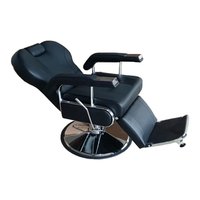 Fauteuil de barbier hydraulique robuste inclinable en cuir PU noir, fauteuil de salon avec appui-tête réglable et rotation à 360 degrés