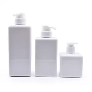 New products 100ml 150ml 250ml 450ml 650ml white pink PET plastic square bottle for shampoo