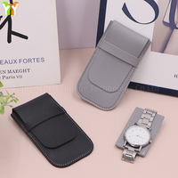 Boîte à montre rectangulaire en similicuir gravée, anti-poussière, pochette pour bracelet, cadeau tendance, sac de rangement pour montre unique en PU, étui de voyage pour homme