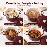 Smartpan 5.5QT avec couvercle et maniques en coton, cocotte en fonte émaillée, compatible four et induction