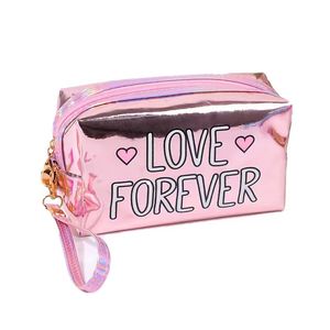 Bolsa de maquillaje rosa de lujo para mujer hermosa cremallera de moda láser bolsa de cosméticos al por mayor para artículos de tocador - Product Image 5