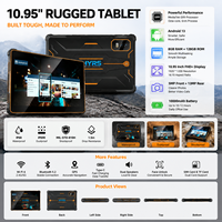 Tablette robuste de 10,95 pouces, Android 14, G99, 8 Go + 128 Go, étanche IP68, tablette industrielle pour travaux de construction sur le terrain, OEM ODM