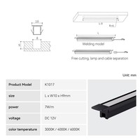 Bande LED encastrée à éclairage direct IP20 DC12V 7W/M 10*9mm Longueur personnalisable Sans éblouissement Durée de vie 50000H Éclairage d'entrepôt Installation facile