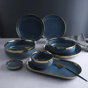金边陶瓷餐具精致瓷器餐具奢华餐具优雅