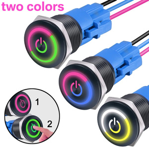 Interrupteur à bouton-poussoir LED étanche 19 mm 12 V, interrupteurs à bouton-poussoir électroniques lumineux - Product Image 3