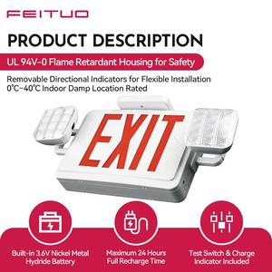 Letrero de Salida de Emergencia LED con Certificación UL CUL de Fábrica Feltor Vietnam, para Proyectos de Marca OEM ODM para el Mercado Estadounidense, Pedidos al por Mayor - Product Image 3