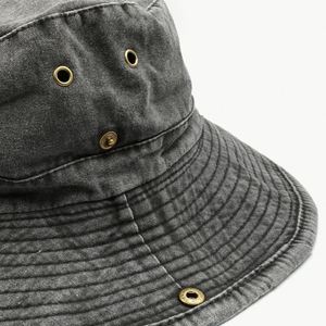 Chapeau bob en denim de coton vintage surdimensionné OEM avec large bord en corde, chapeau bob personnalisé pour la pêche - Product Image 4