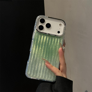 Glitter Stripes Diamond Laser Corrugated Rainbow Phone case for iPhone 17 16 15 Pro Max striped Gradient IMD Colorful back Cover - Product Image 4