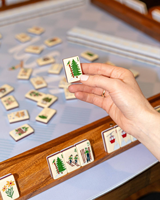 2026 Ensemble de Mahjong Américain Thème Ski de Luxe en Acrylique Bleu 160 Tuiles avec Pieds Pliants Portables Prêt à Expédier