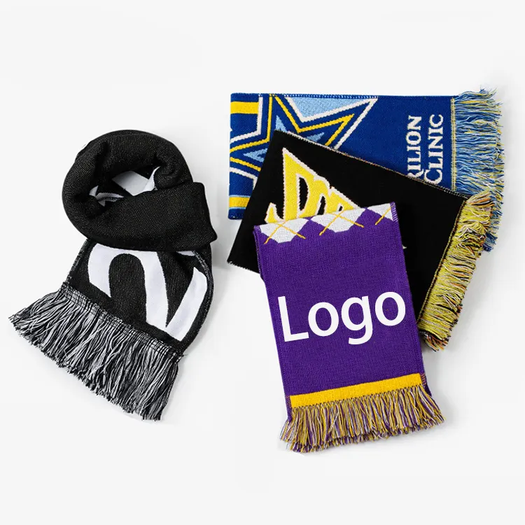Lenços acrílicos personalizados com logotipo da equipe, equipamento de futebol, equipamento de torcedor do estádio, lenço de futebol personalizado