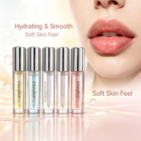 Huile à lèvres EnjoyFancy en tube transparent avec capuchon argenté, enrichie en vitamines C et E, hydratante et repulpante, gloss à lèvres multi-tons, format voyage.