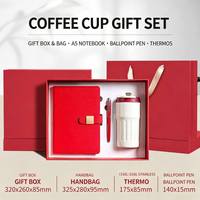Coffret Cadeau d'Affaires Haut de Gamme Personnalisable : Carnet en Similicuir (Reliure Piquée à Cheval, Adhésive) Isolation Thermique 12 Heures Chaud/Froid