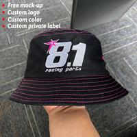 Topi Bucket Bordir Logo Kustom, Pelindung Sinar Matahari, Bahan Bernapas, Unisex, Hitam, Untuk Outdoor, Camping, Memancing, Jahitan Kustom