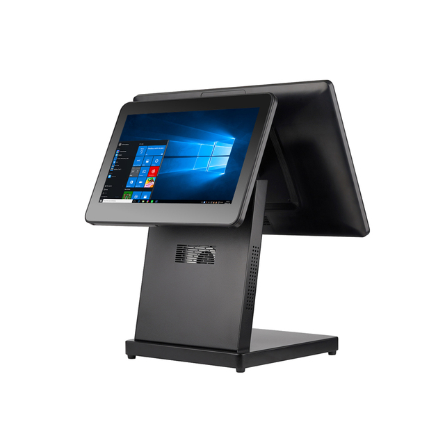 POFX 15.6 Inch Dual Screen Touch POS System Black Cash Register for Restaurant Ordering Factory Wholesale Price Support OEM & ODM