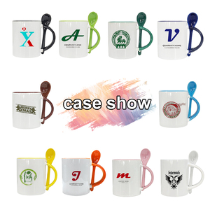 TY en stock 11oz vente en gros de tasses en céramique de sublimation poignée intérieure couleur tasse en céramique avec cuillère à thé - Product Image 5