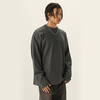 T-shirt en coton 100% lourd, t-shirts surdimensionnés, 270 GSM, t-shirt uni, logo streetwear personnalisé, manches longues, t-shirts pour hommes