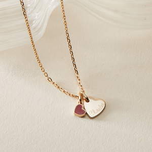 Gioielli Personalizzati Nuove Tendenze San Valentino Collana con Cuore Rosso / Disco Incisione Nome Placcata Oro di Lusso Regali per Donna - Product Image 3
