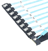 MCIO 8I SFF TA 1016 Ke 8 SATA 7 Pin Kabel Breakout 12Gbps 74 Pin Kabel Internal Server untuk Kartu RAID Penyimpanan HDD SSD