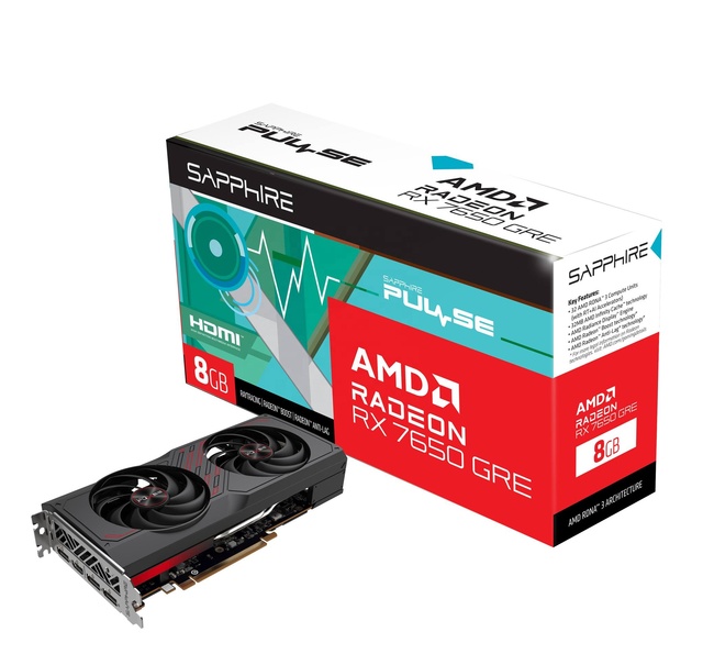 SAPPHIRE PULSE Radeon RX 7650 GRE 8GB Gaming Graphics Card 7650 GRE GPU Video Card RX7650 GRE for 1440P Gaming PC Desktop