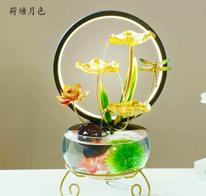 Creativo interior Zen decoración del hogar Metal hoja de loto relajación cascada fuentes jardín adornos para circulación fuente <span class=keywords><strong>agua</strong></span> - Product Image 3