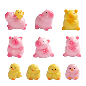 Figurines miniatures de capybara et de canard en résine, décoration artisanale pour salon, présentoir de bureau, ensemble multi-pièces - Product Image 5