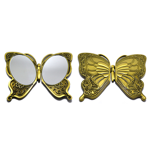 <span class=keywords><strong>Specchio</strong></span> Cosmetico di Lusso Certificato BSCI, Nuovo Design Personalizzato in Metallo a Forma di Farfalla, Pieghevole, Doppio, Premium - Product Image 2