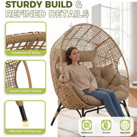Fauteuil double surdimensionné en osier pour l'extérieur, canapé de jardin pour patio et cour arrière