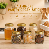 Bocaux en verre transparents pour aliments, miel, bonbons, café, thé, avec logo personnalisé, bocaux de rangement pour épices, bocaux Mason en verre avec couvercle métallique, vente en gros