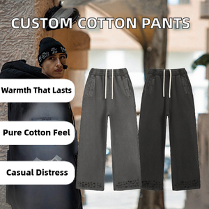 Custom DTG digital printing Baggy Trousers Casual Comfort Garment Dyed 100% Cotton Men's <b>Pants</b> - Product Image 6