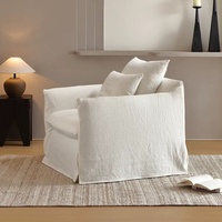 Fauteuil détachable et lavable style Wabi-Sabi avec rembourrage en éponge, mobilier de salon pour gîte, hôtel, petit appartement